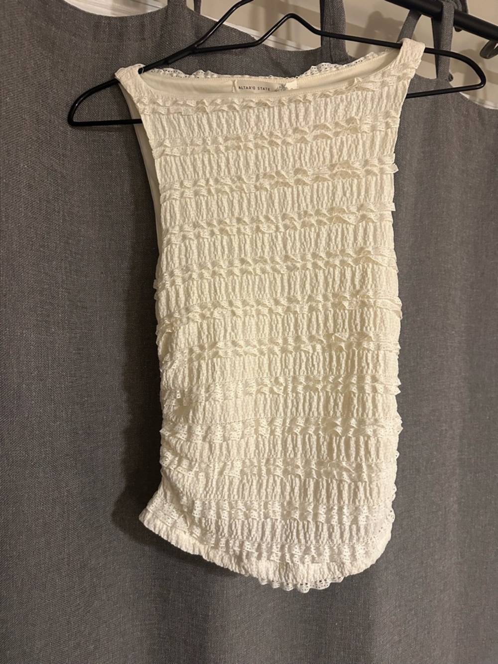 Altar'd State Cream Smocked Sleeveless Top